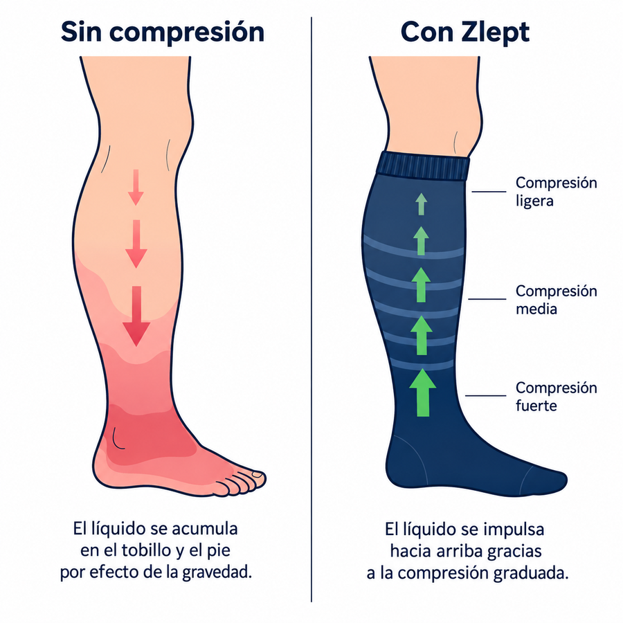 Cada hora sin compresión, la gravedad trabaja en tu contra. Los Zlept trabajan a tu favor.