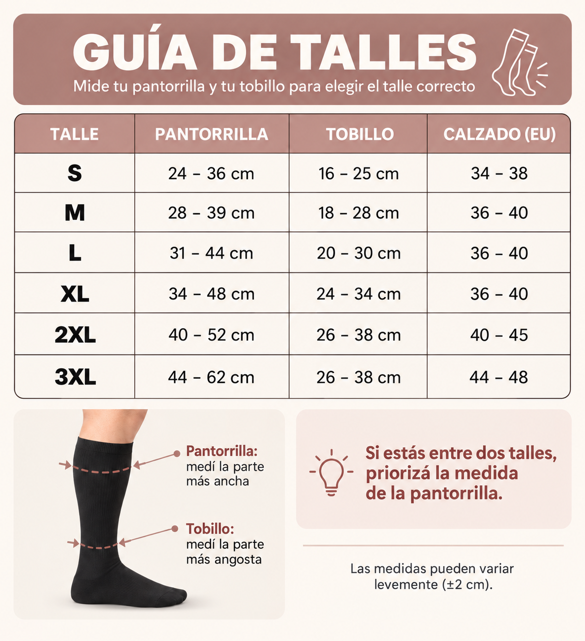¿Cómo escoger mi talla?